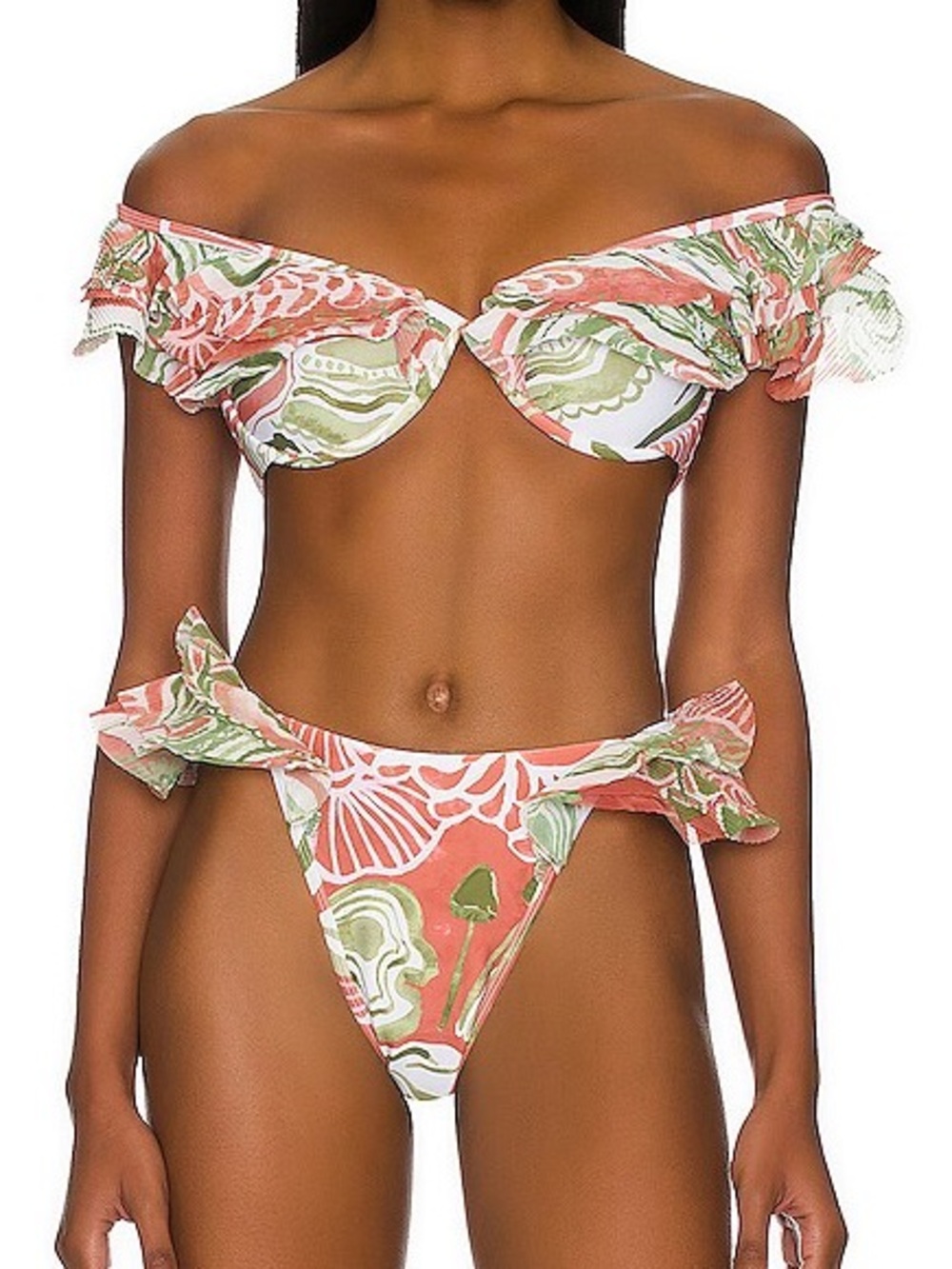 SOLD OUT Andrea Iyamah Salama Ruffled Orange and white Bikini Set